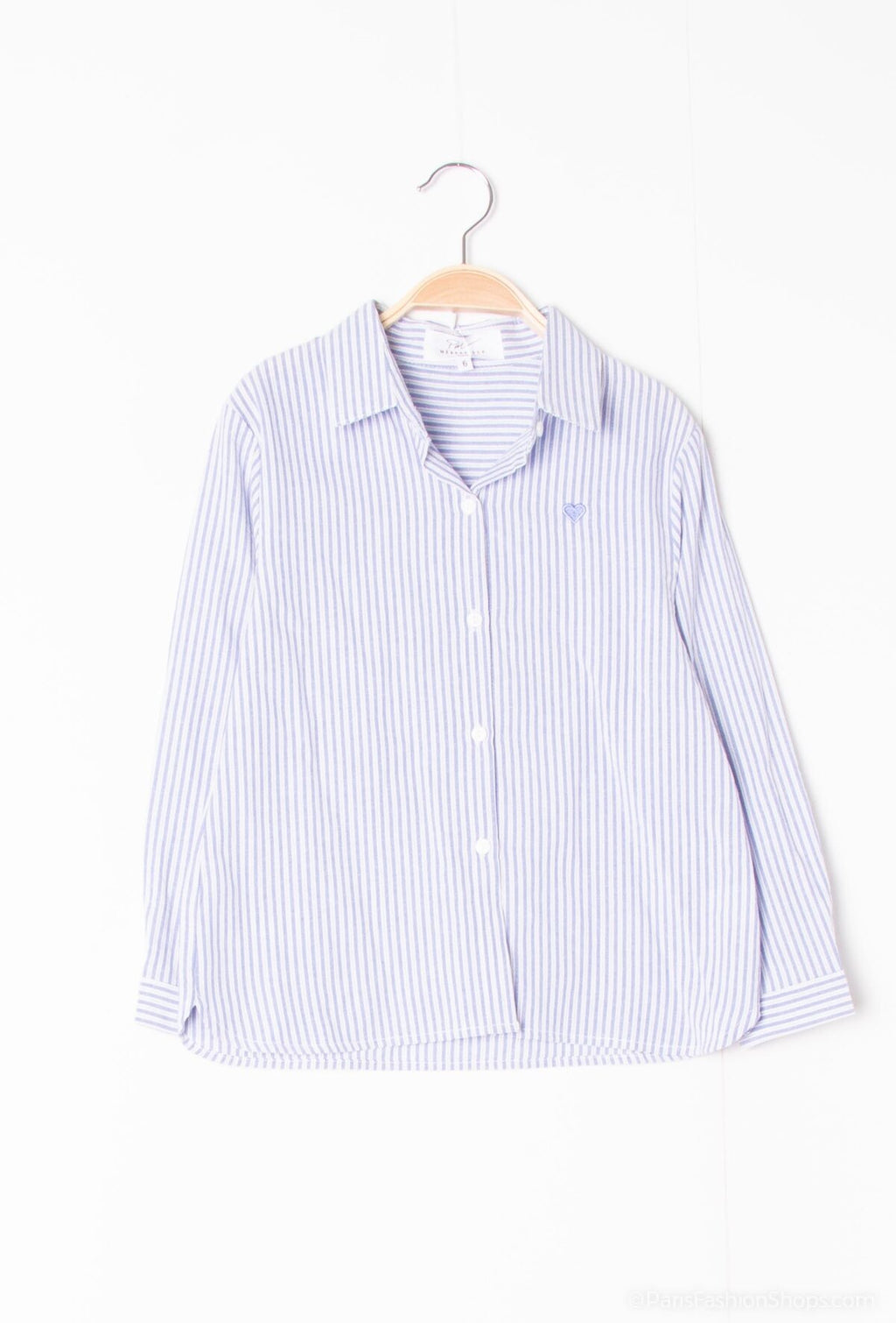 Chemise lignée avec broderie coeur fille