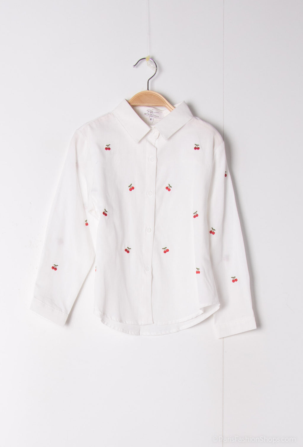 Chemise avec broderie cerise fille