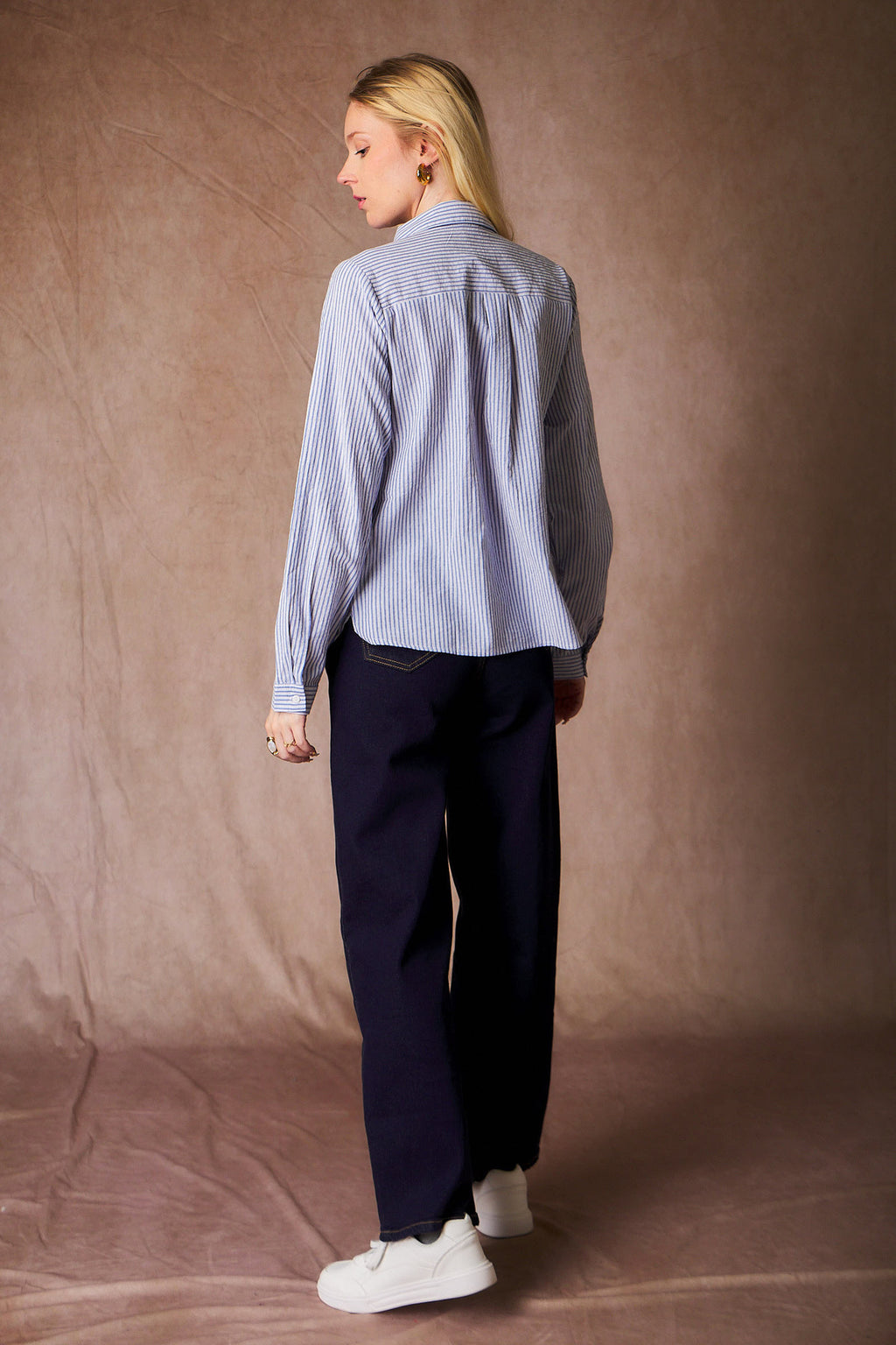 Chemise lignée avec broderie coeur femme