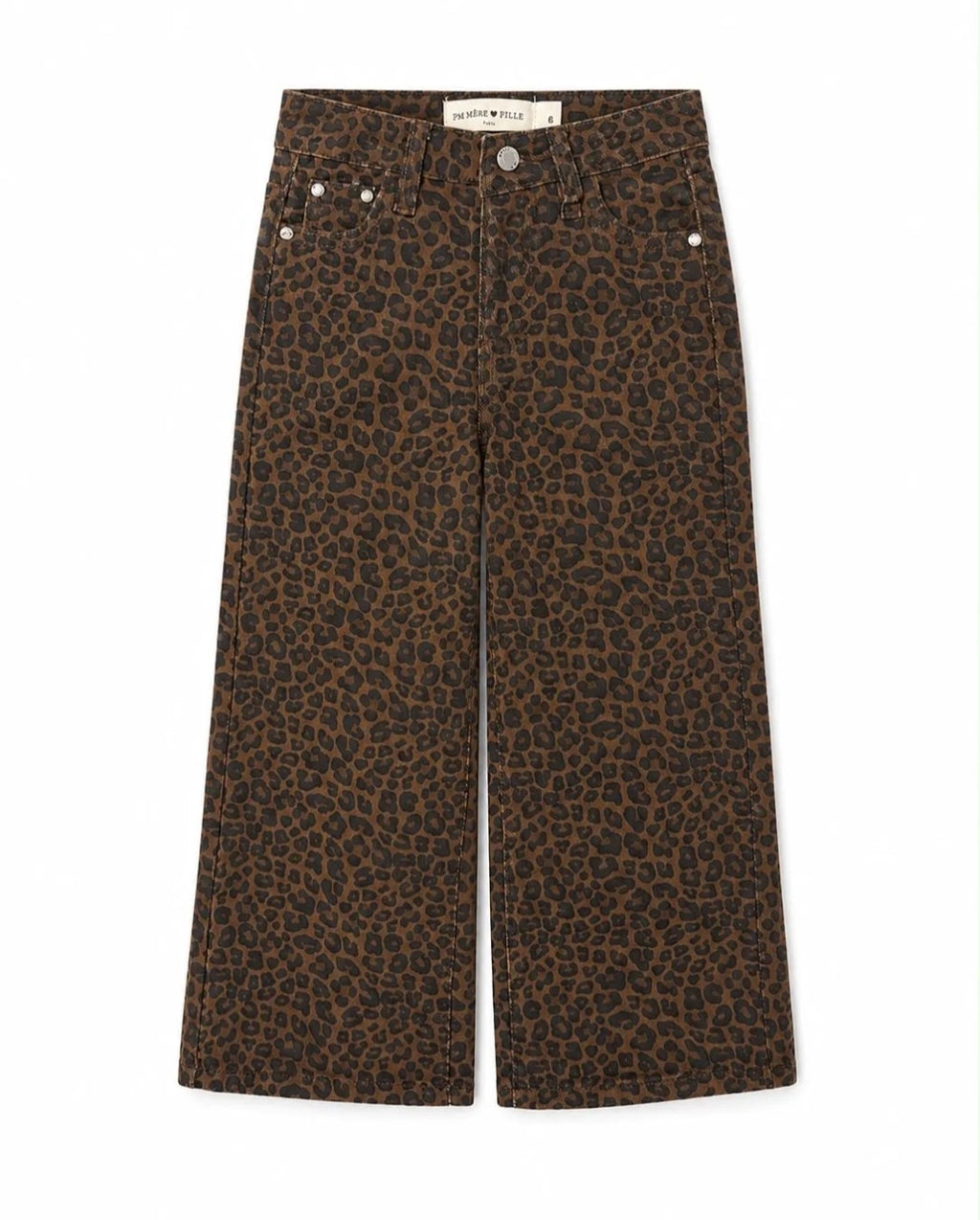 Jeans wide leopard fille