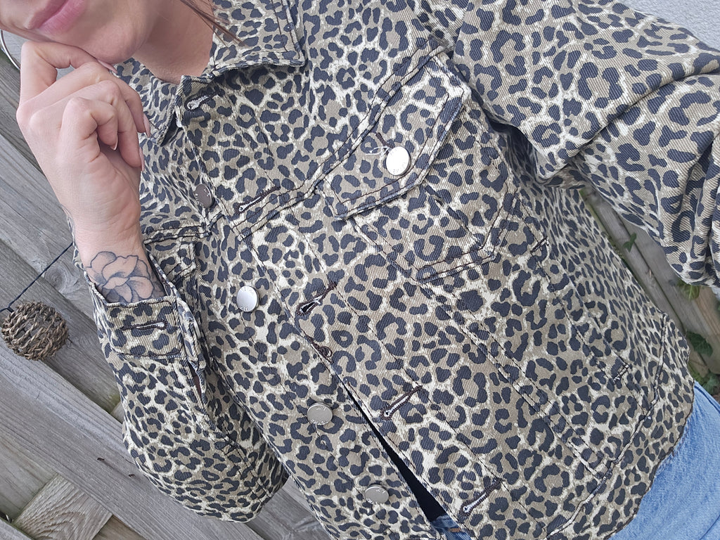 Veste en jeans leopard femme