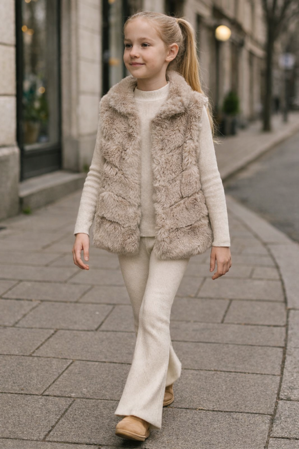 Gilet sans manches fausse fourrure