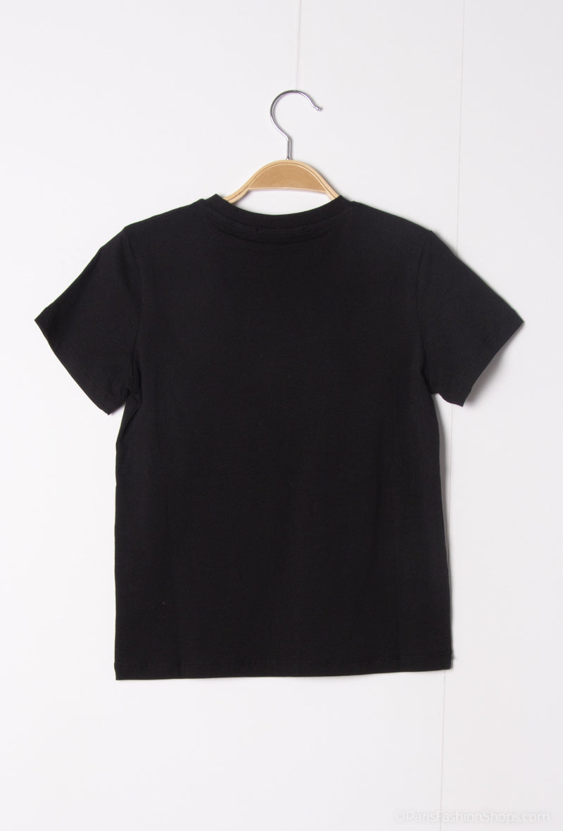 T-shirt manches courtes broderie coeur doré fille
