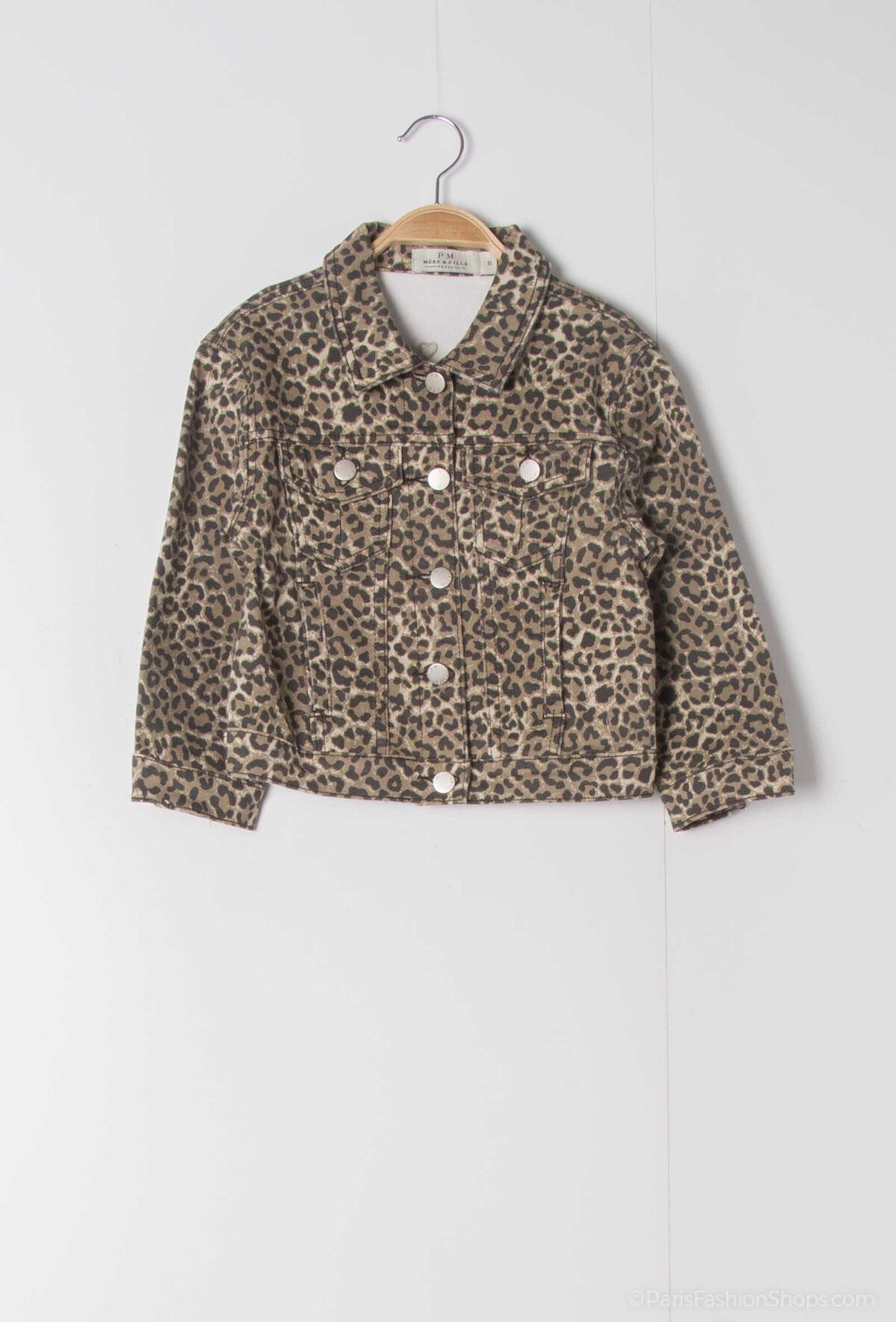 Veste en jeans leopard fille