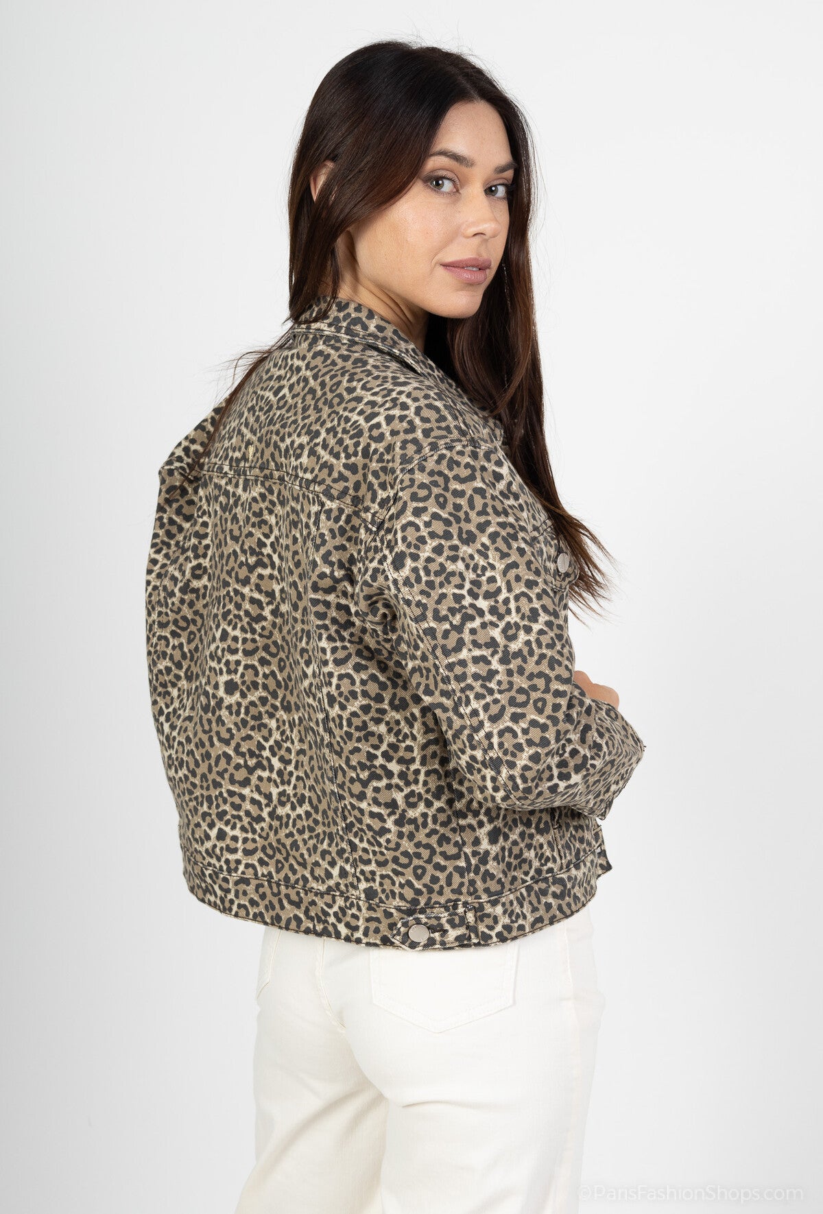Veste en jeans leopard femme