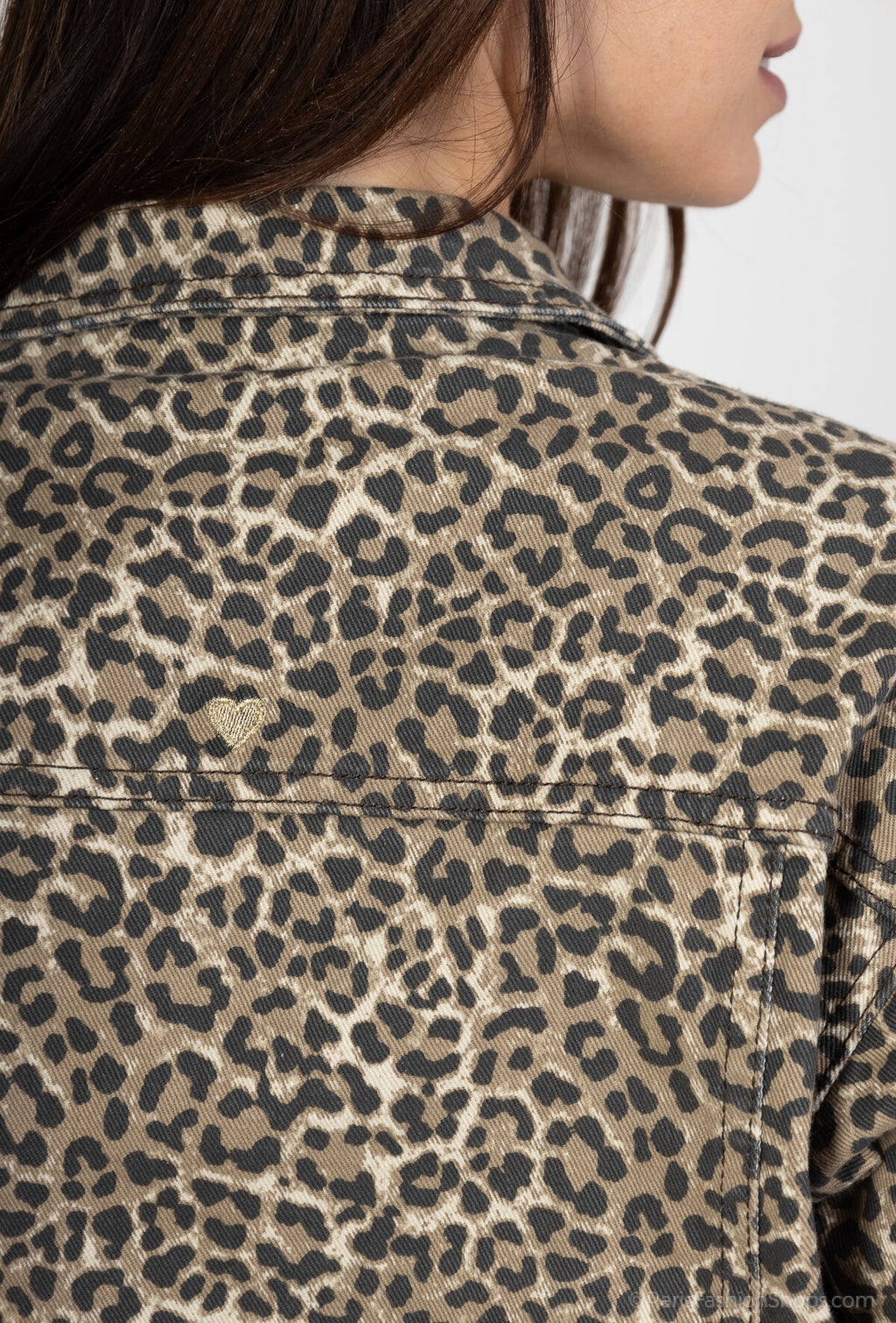 Veste en jeans leopard femme